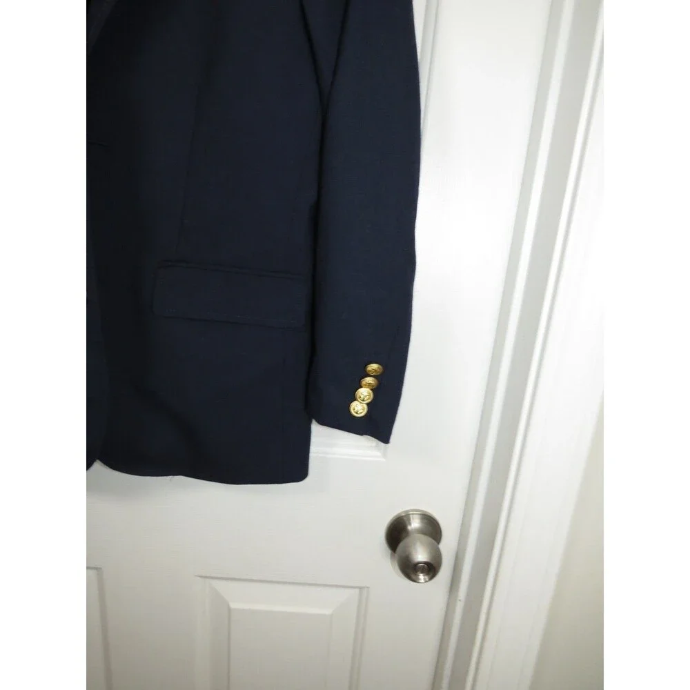 Crewcuts Thompson Boys Navy Blazer Size 14 Gold Anchor Buttons Stretch Jacket